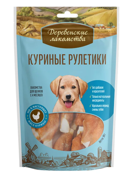 Лакомство для щенков Деревенские Лакомства куриные рулетики 100 г