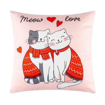 Подушка новогодняя Котята Meow love, 40х40 см, велюр, 100% п/э