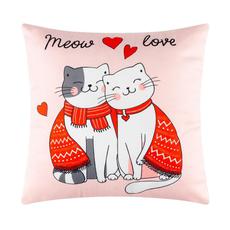 Подушка новогодняя Котята Meow love, 40х40 см, велюр, 100% п/э