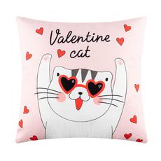 Подушка Valentine cat, 40х40 см, велюр, 100% п/э