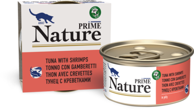 Влажный корм для кошек Prime Nature в желе Тунец с креветками 85гр