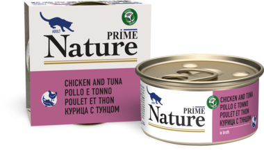 Влажный корм для кошек Prime Nature в бульоне Курица с тунцом 85гр 