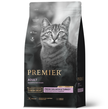 Сухой корм для кошек Premier Cat Salmon&Turkey с Лососем и Индейкой 400 гр, 2 кг