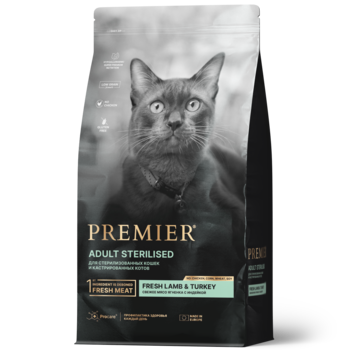Сухой корм для кошек Premier Cat Lamb&Turkey с Ягненком и Индейкой 400 гр, 2 кг