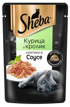 Влажный корм для кошек Sheba Ломтики в соусе с курицей и кроликом, 75г
