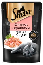 Влажный корм для кошек Sheba Ломтики в соусе с форелью и креветками, 75г